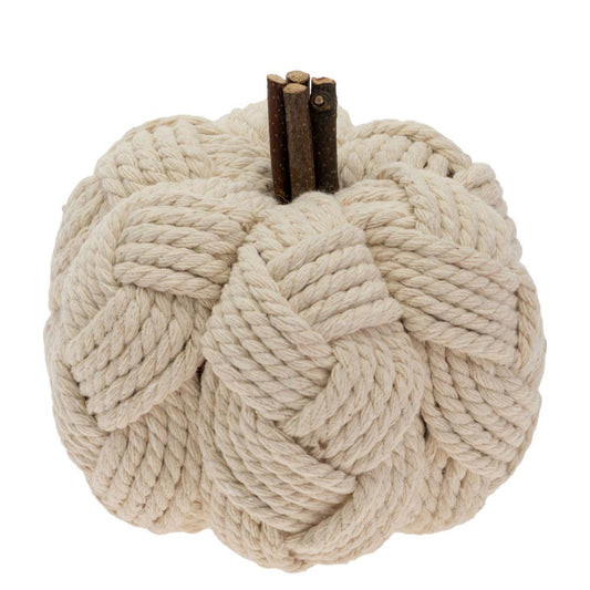 4.75" Dia. Woven Cream Pumpkin Fall Autumn Décor - Whimsical Details - []
