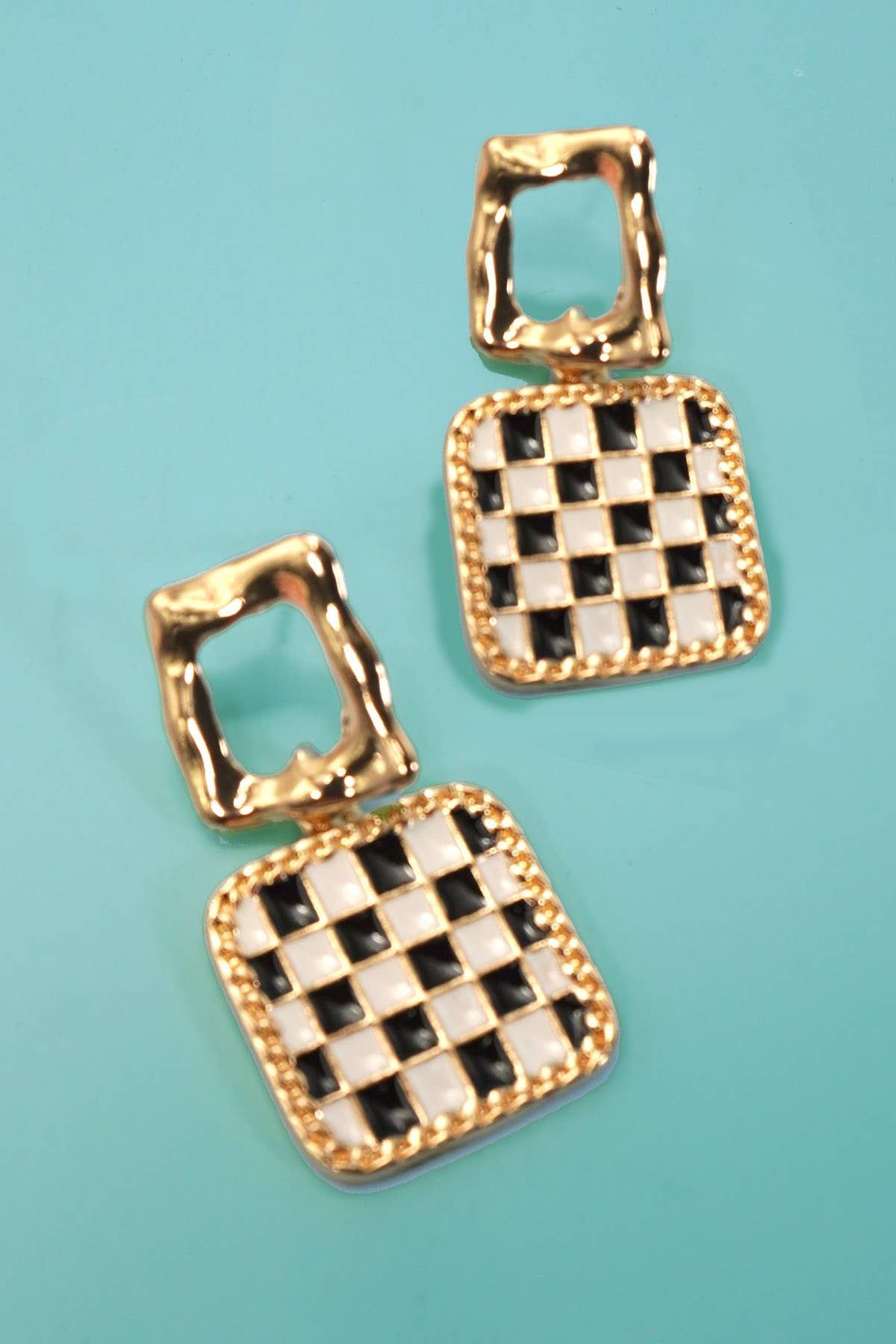 Moira Double Square Checkered Earrings