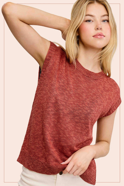 Loose Fit Sleeveless Ribbed Knit Crew Neck Top - Whimsical Details - ["Milk","sweater Tank","tank","tank top"]