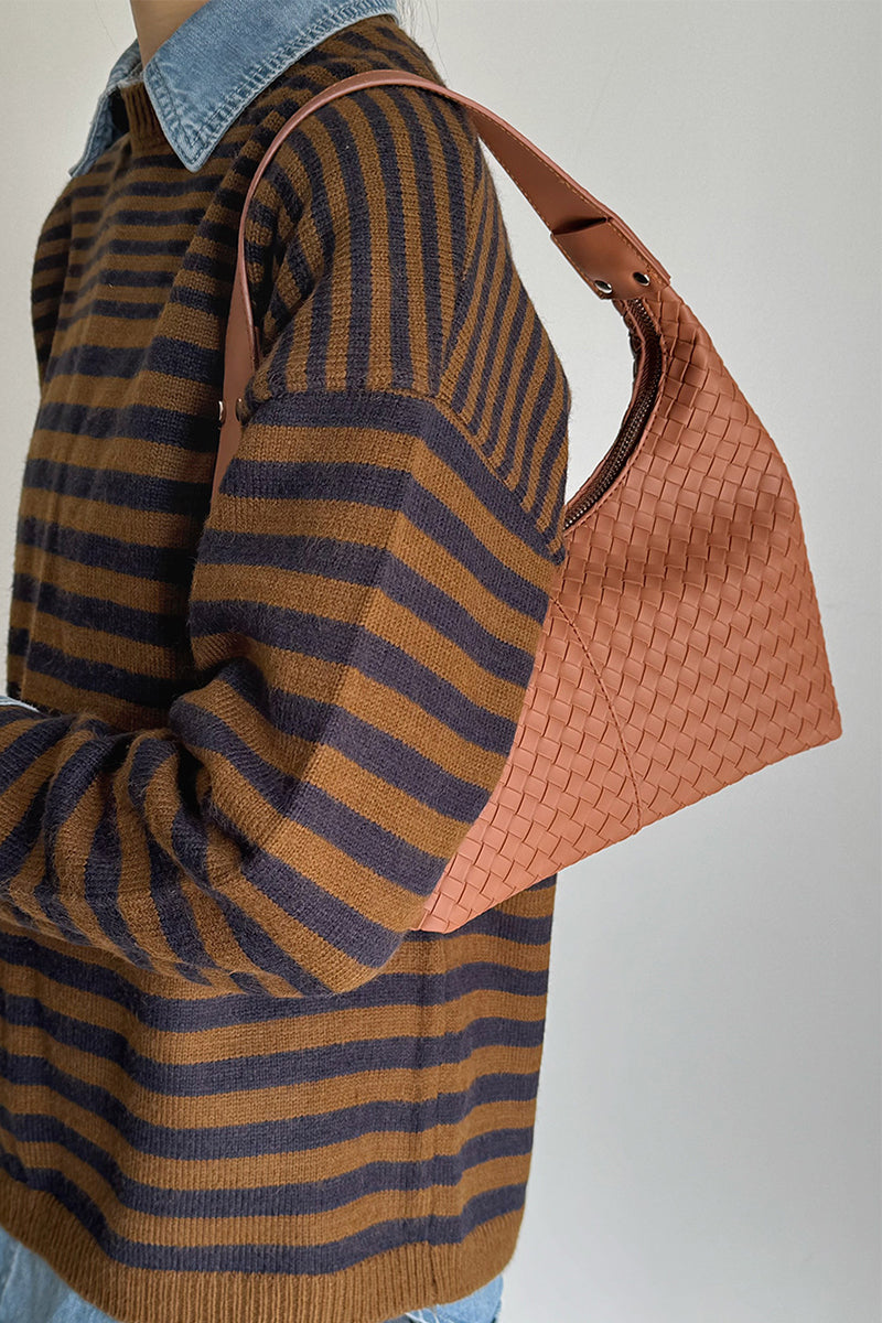 Woven weave underarm shoulder bag - Whimsical Details - ["bag","handbag","vegan leather","woven purse"]