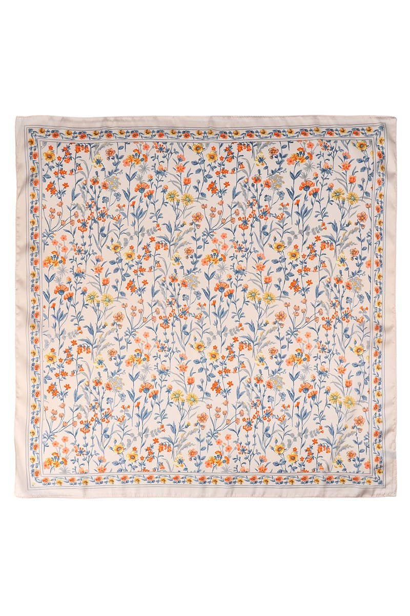 Floral Flower Silk Finish Bandana Scarf