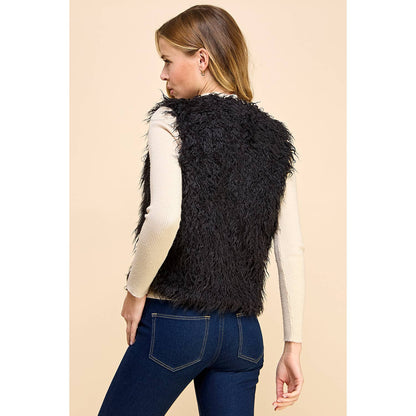 Open Front Fuzzy Vest - Whimsical Details