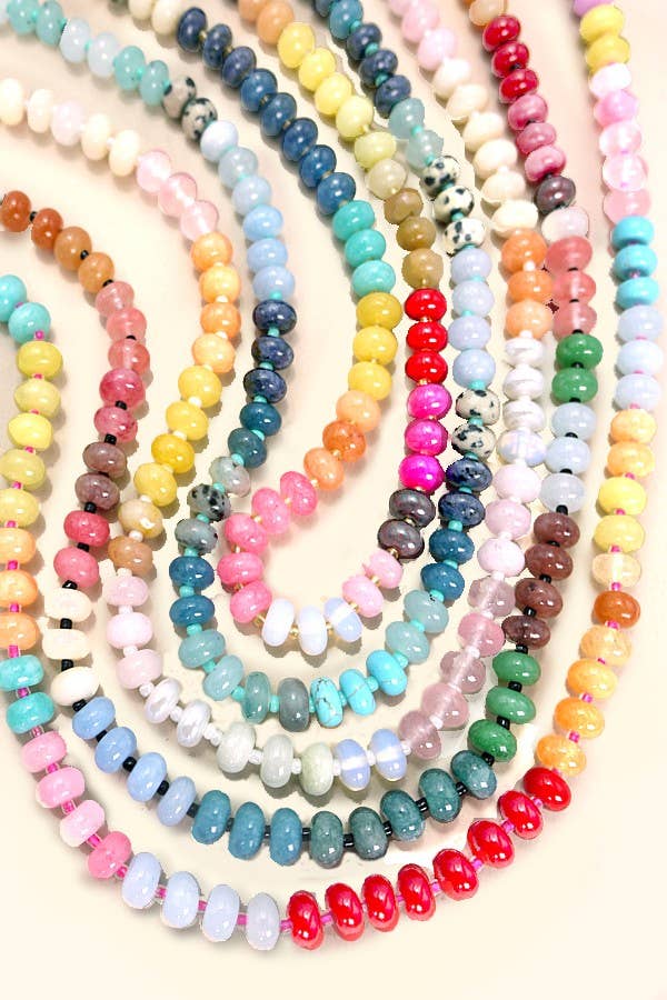 Megan Natural Agate Glass Semi Precious Bead Necklace