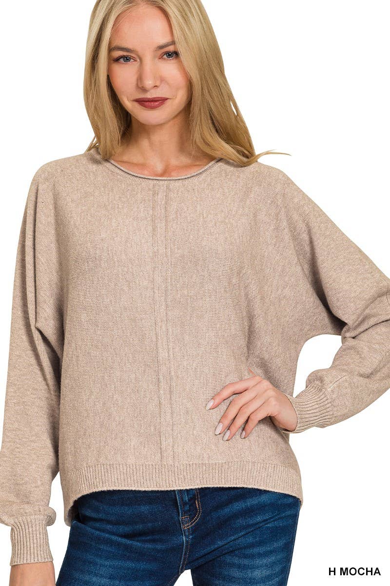Viscose Front Seam Round Neck Sweater
