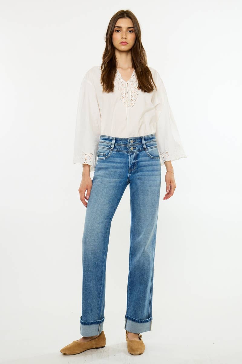 Mid Rise True Straight Jeans
