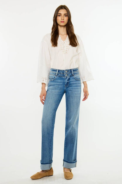 Mid Rise True Straight Jeans