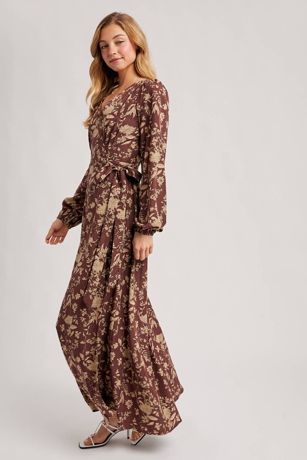 FLORAL PRINT WRAP MAXI DRESS