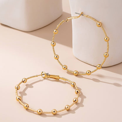 Classic Gold Ball Beaded Station Hoop Earrings - Whimsical Details - ["earrings"]