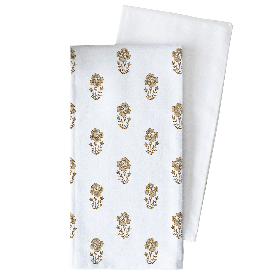 Gold Block Print Tea Towel - Whimsical Details - ["dish towel","tea towel"]