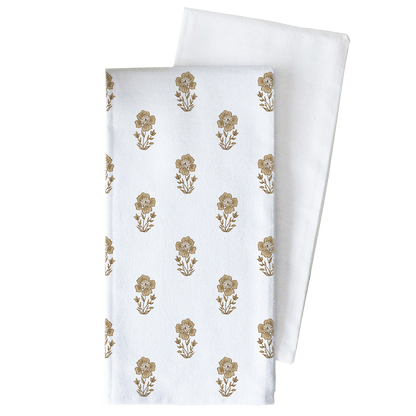 Gold Block Print Tea Towel - Whimsical Details - ["dish towel","tea towel"]