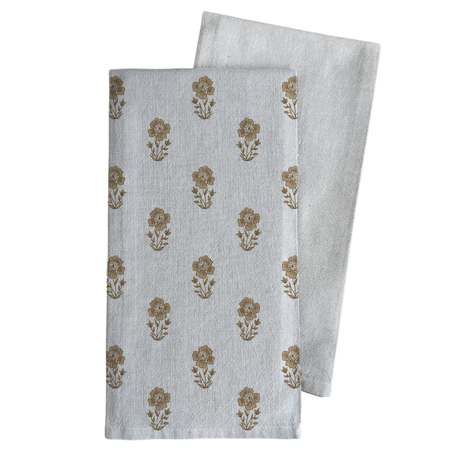 Gold Block Print Tea Towel - Whimsical Details - ["dish towel","tea towel"]