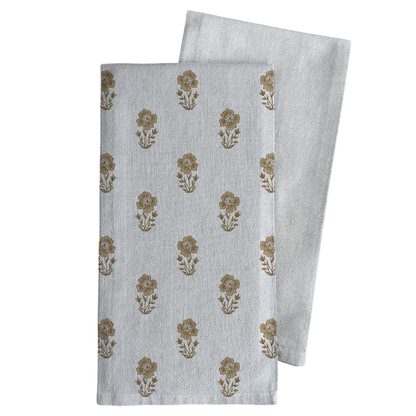 Gold Block Print Tea Towel - Whimsical Details - ["dish towel","tea towel"]