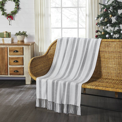 Grace Grain Sack Stripe Woven Throw - Whimsical Details - blanket, gift, home, striped blanket