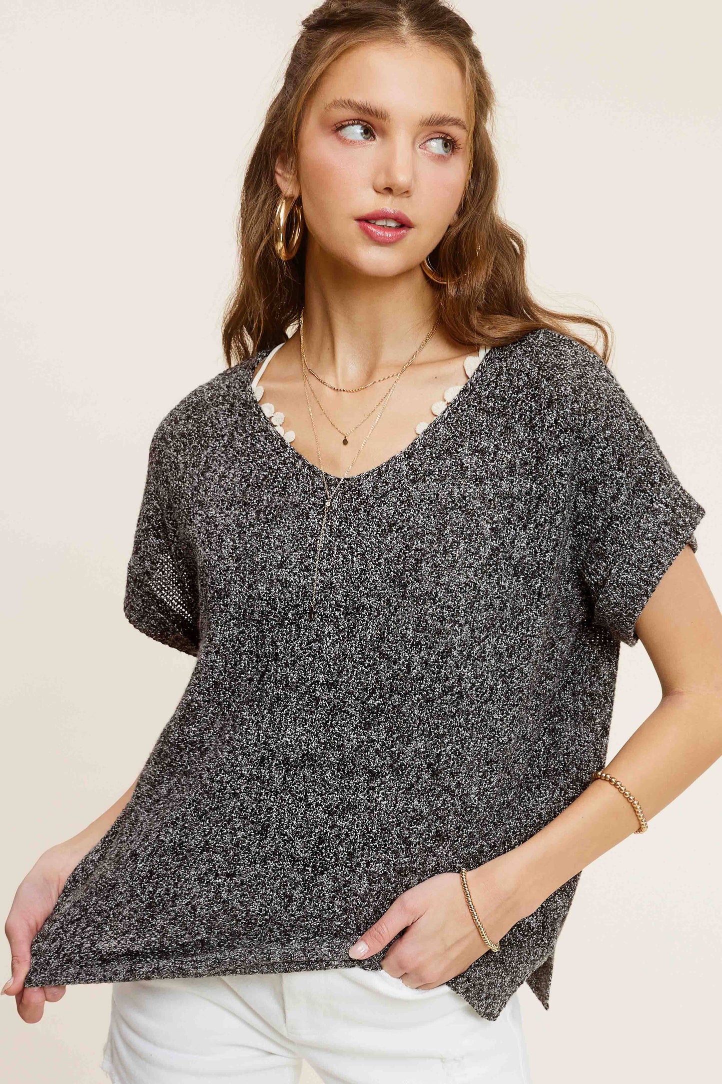 Soft Lightweight Loose Fit Textured Pullover Sweater