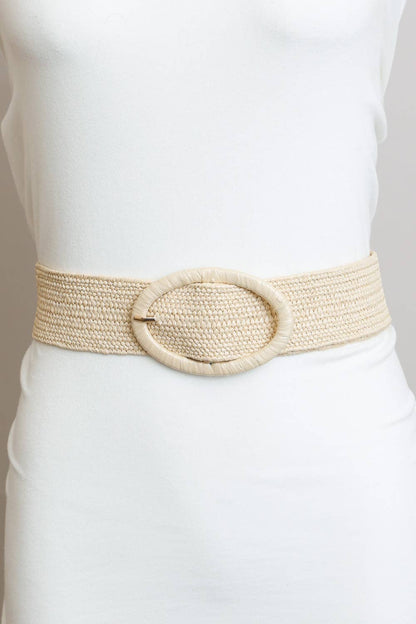 Raffia Oval Buckle Belt - Whimsical Details