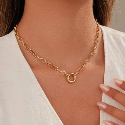 STELLA 18K STAINLESS STEEL TARNISH FREE OVAL NECKLACE - Whimsical Details - ["gold","necklace","oval necklace"]