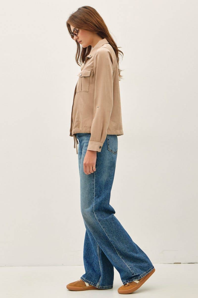 Cropped Utility Zipper Safari Jacket