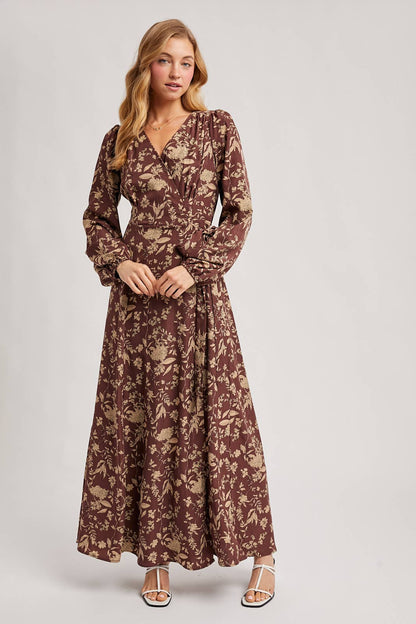 FLORAL PRINT WRAP MAXI DRESS