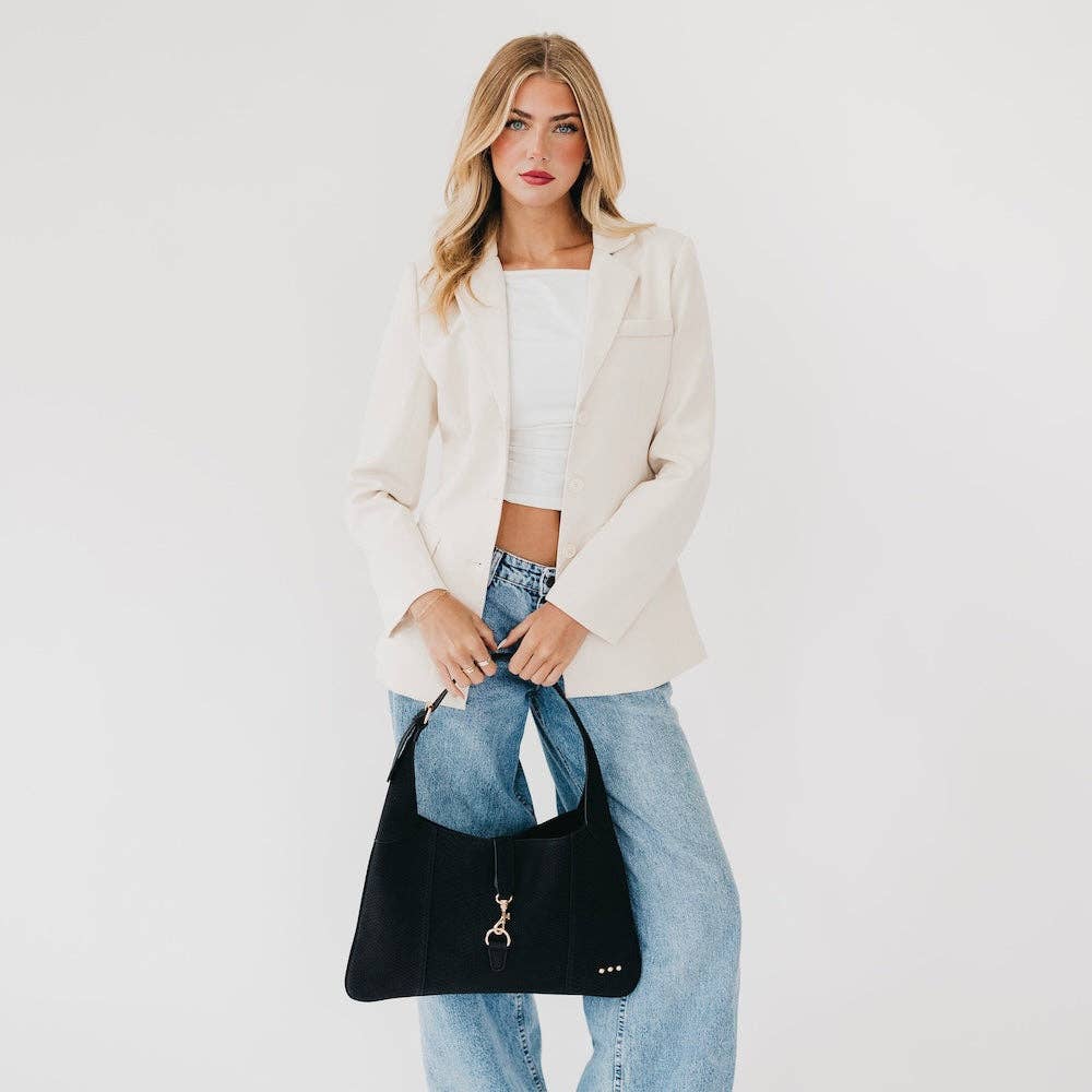 Amie Snake Embossed Shoulder Bag