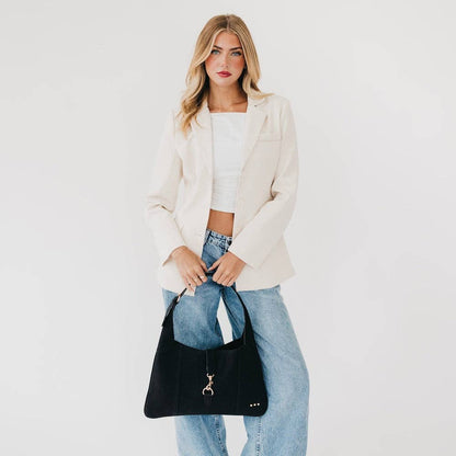 Amie Snake Embossed Shoulder Bag