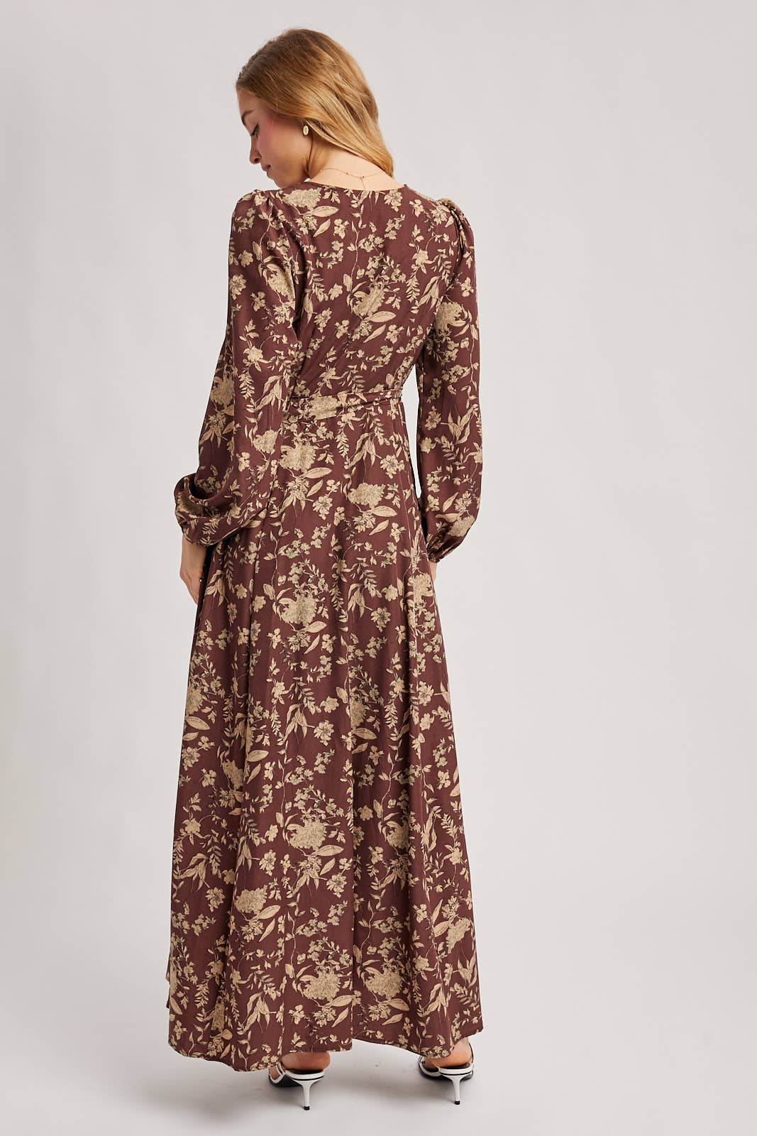 FLORAL PRINT WRAP MAXI DRESS