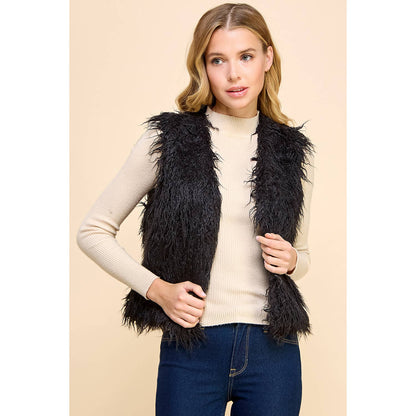 Open Front Fuzzy Vest - Whimsical Details