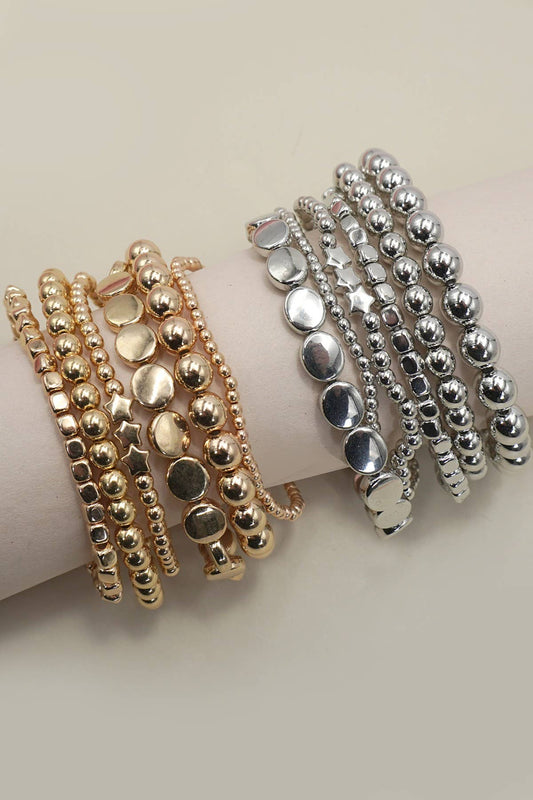 ELLIE MULTI BALL CHAIN BEAD MIX STRETCHABLE BRACELET