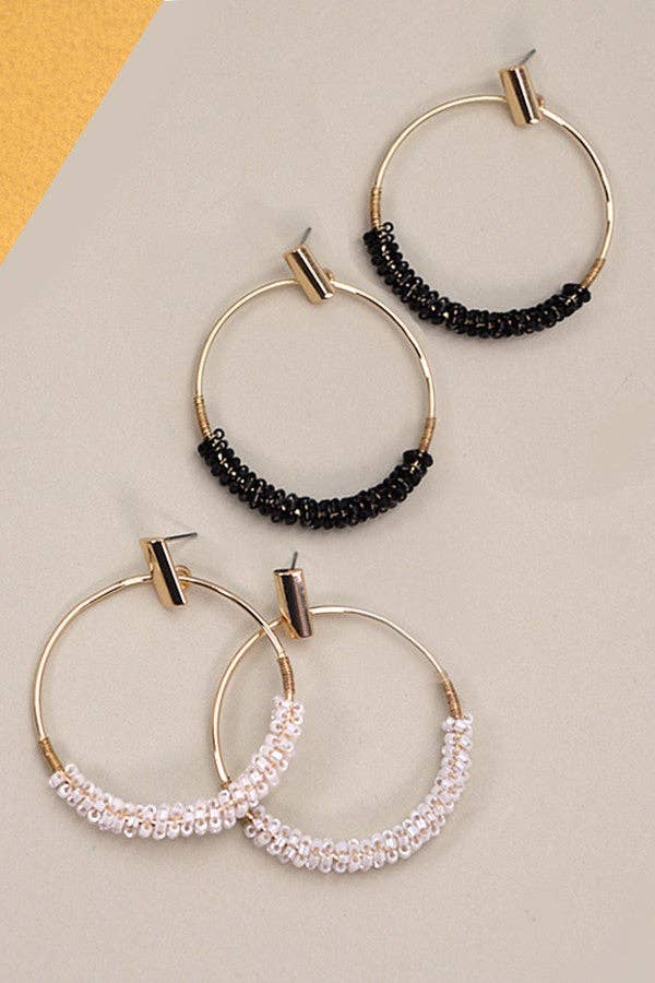 Ericka Glass Seed Bead Circle Drop Earrings
