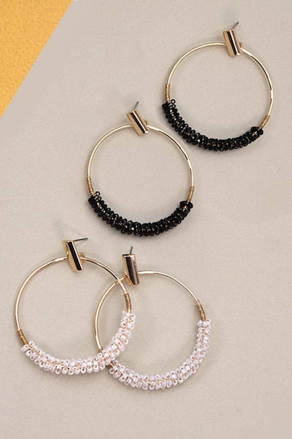 Ericka Glass Seed Bead Circle Drop Earrings