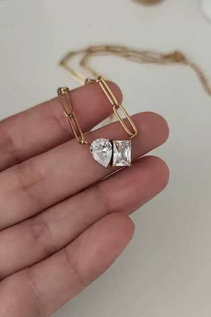 Heather 18K Stainless Steel Tarnish Free Rhinestone Necklace