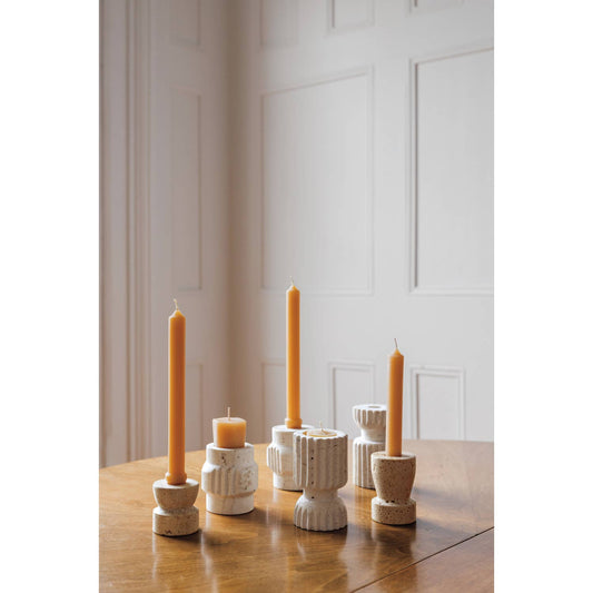 Petra Travertine Candle Holder - Whimsical Details - []