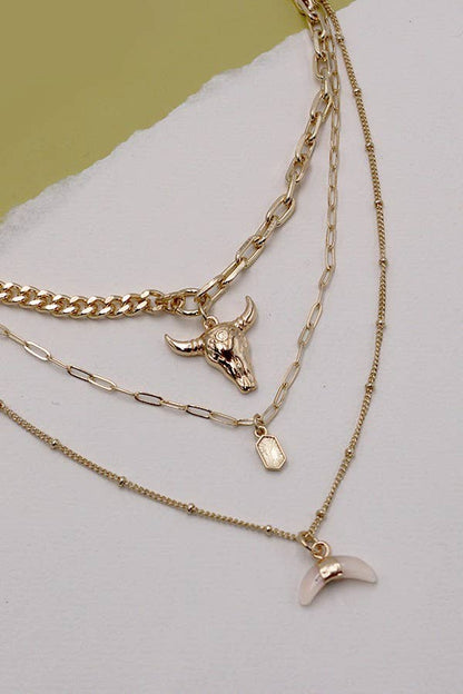 Kathryn Bull Horn Multi Layer Necklace