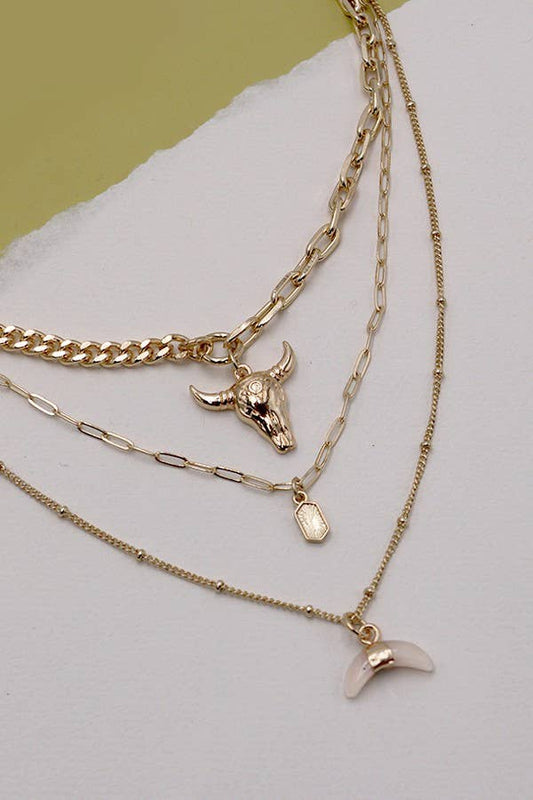 Kathryn Bull Horn Multi Layer Necklace