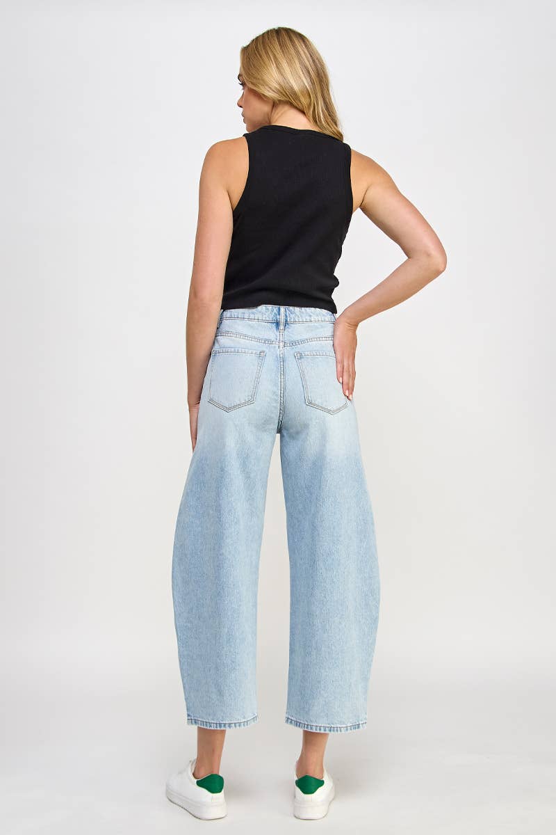 HIGH RISE BAGGY BARREL JEANS - Whimsical Details - ["baggy","barrel jeans","trendy"]