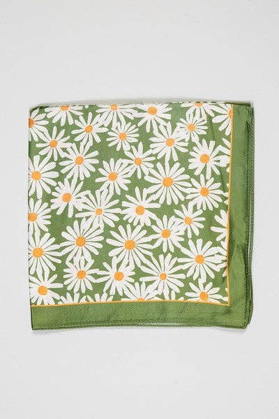 Flower Silky Feel Bandana Scarf