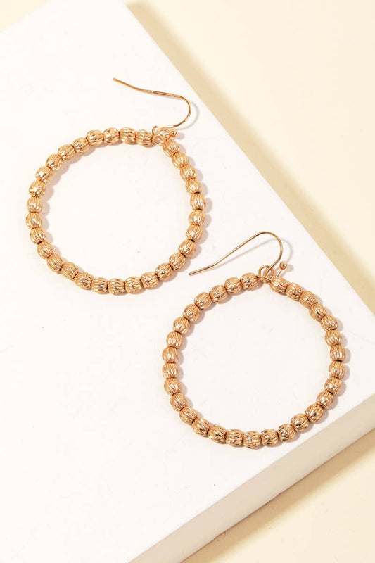 Textured Metal Bead Circle Cutout Earrings