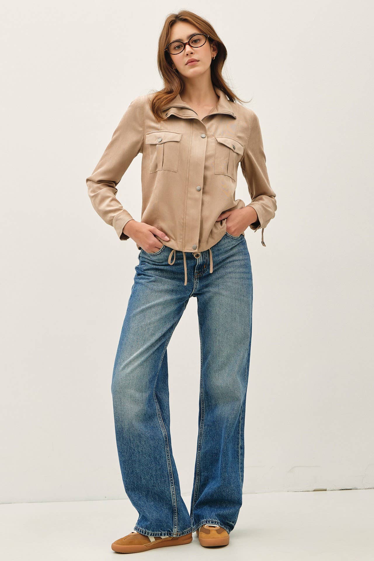 Cropped Utility Zipper Safari Jacket