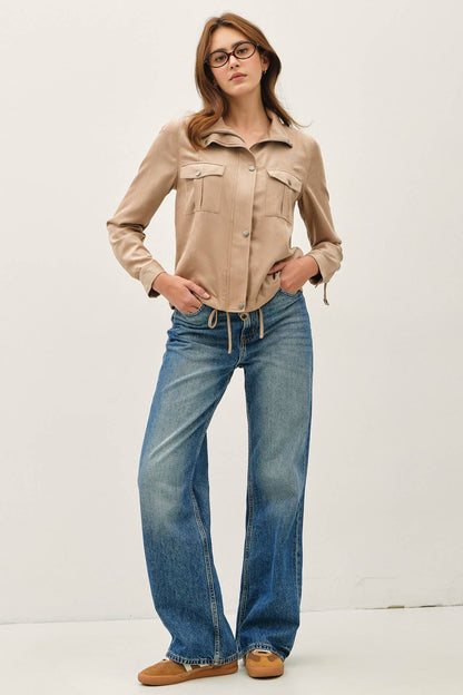 Cropped Utility Zipper Safari Jacket