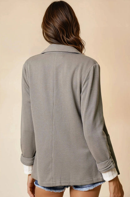 Shirred Sleeve Textured Blazer