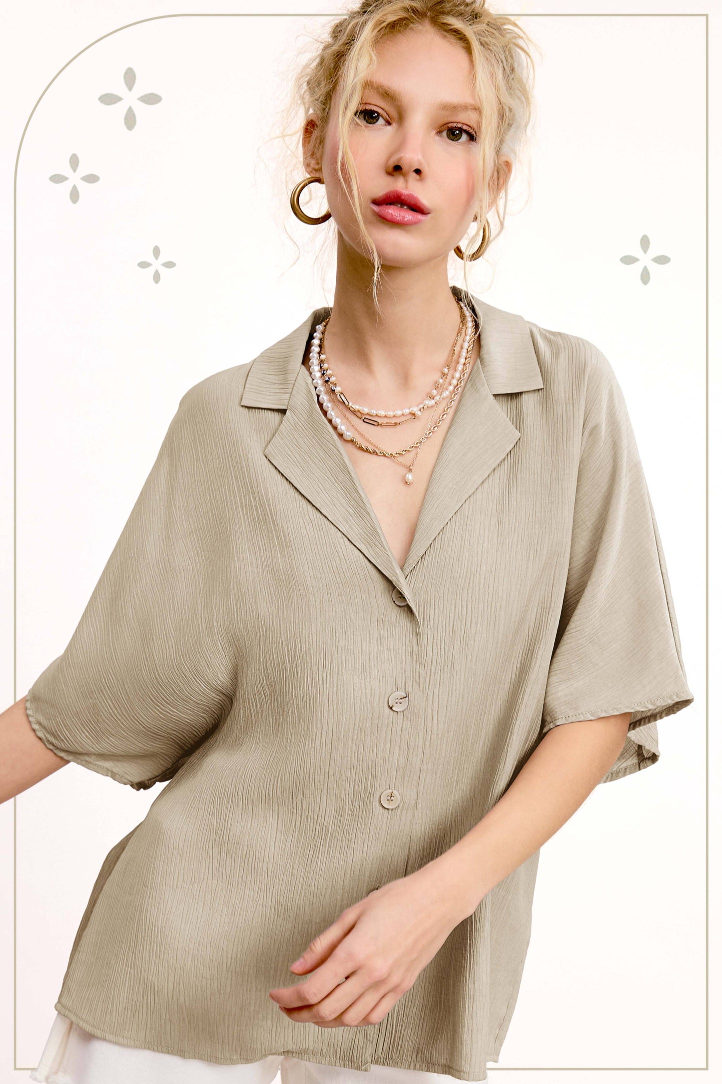 Lightweight Solid Button Down V-neck Shirts