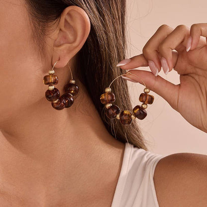 Josslyn Boho Resin Beaded Hoop Earrings