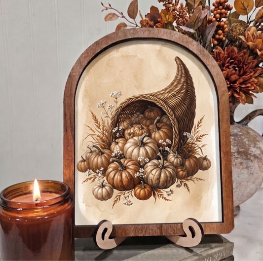 Arch Thanksgiving Cornucopia Pumpkins Cottage Framed Art