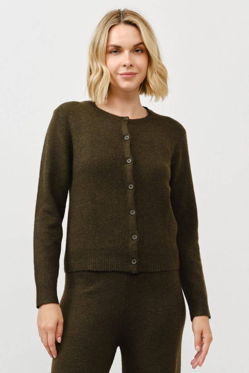 Round Neck Button Cardigans