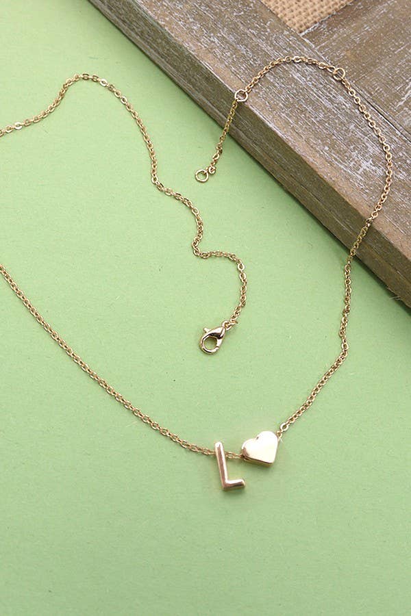Brass Monogram Initial Heart Necklace