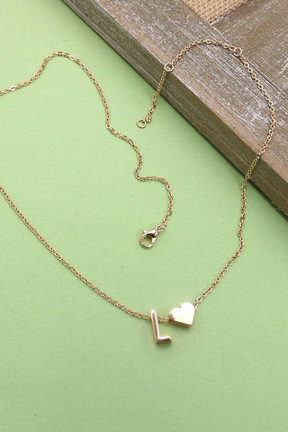 Brass Monogram Initial Heart Necklace