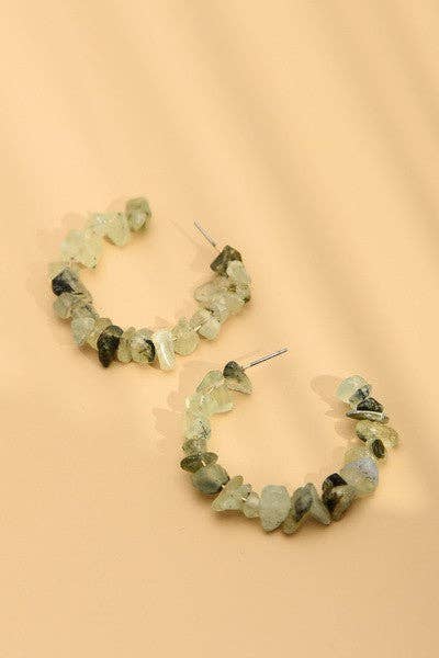 Jade Natural Stone Hoop Earrings