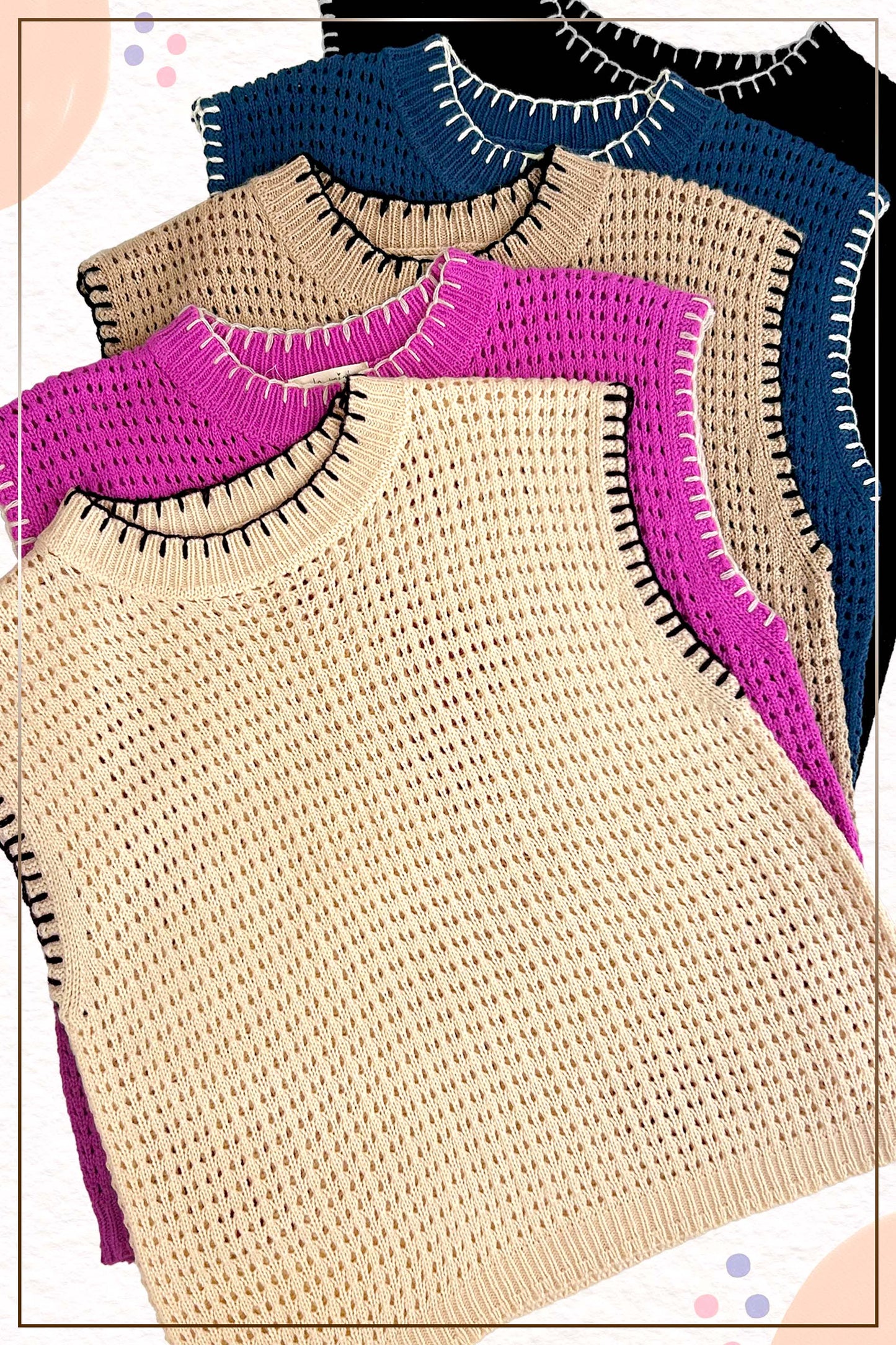 Crochet Knit Stitching Detailed Sleeveless Top
