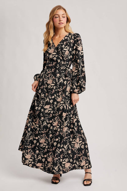 FLORAL PRINT WRAP MAXI DRESS