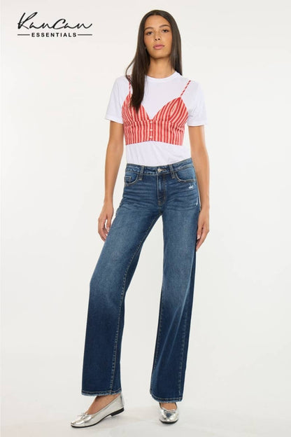 Mid Rise Wide Leg Denim
