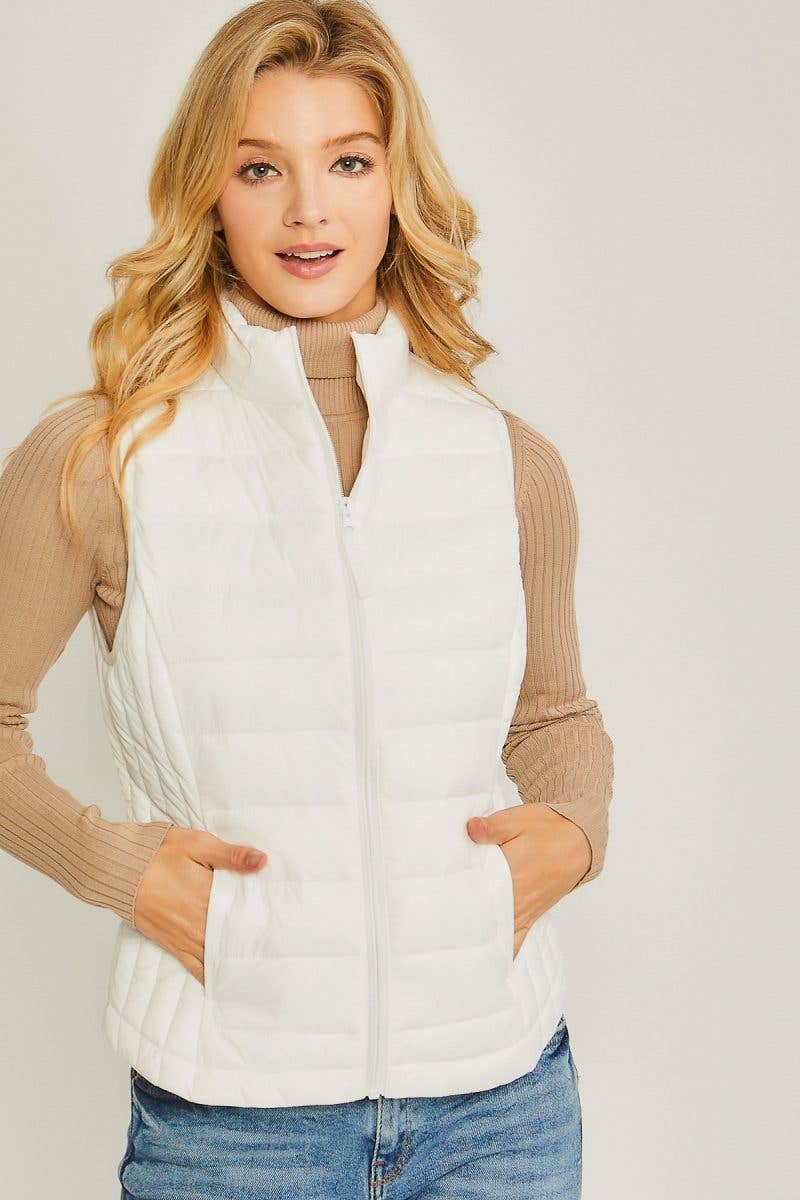 Lightweight Puffer Vest - Whimsical Details - ["Fall","fall essential","khaki","puffer","puffer vest","trendy","winter"]